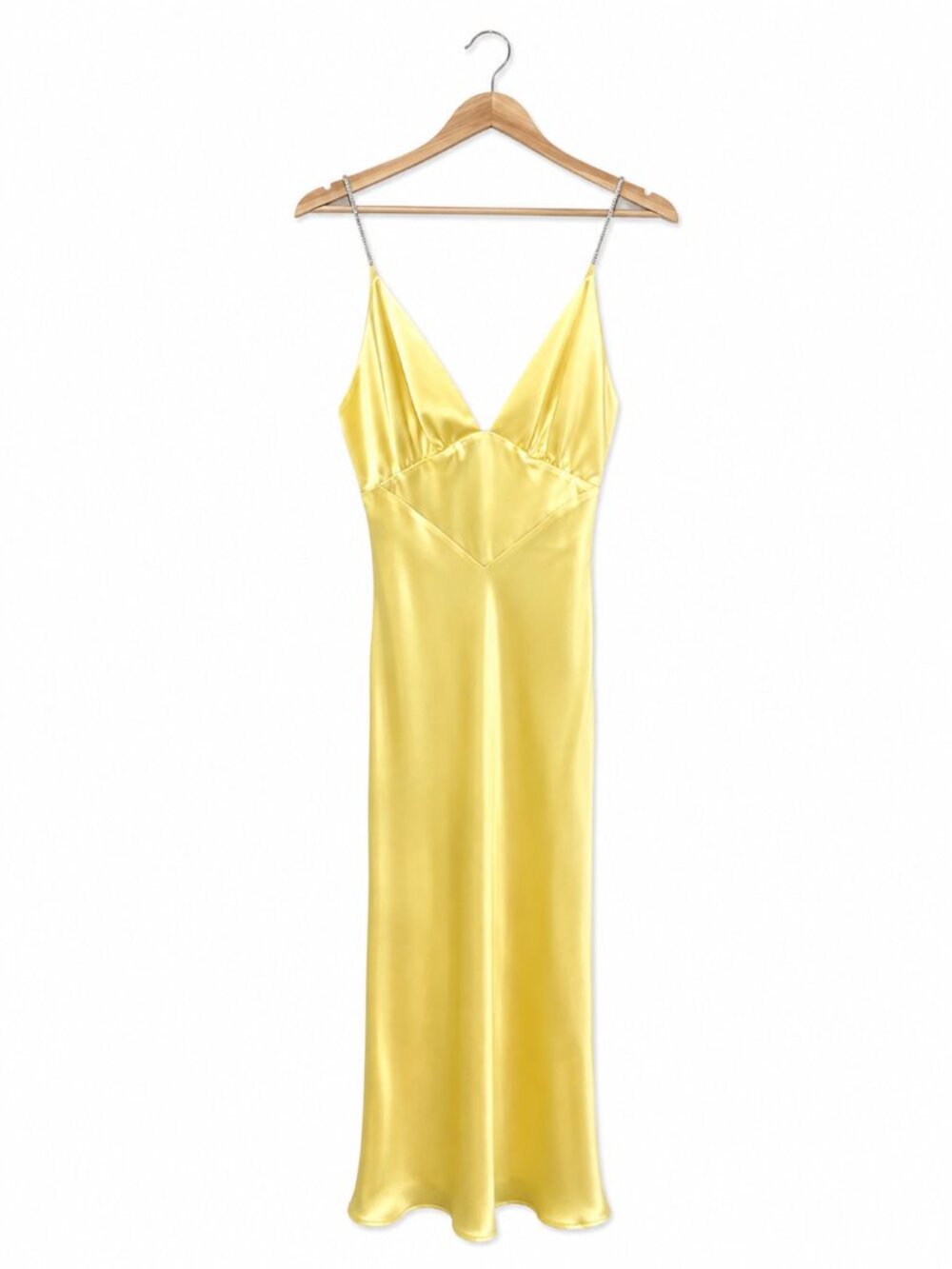 NWT Bardot Capri Diamonte Slip Dress Canary Yellow Satin Maxi Size 6 - Picture 13 of 13